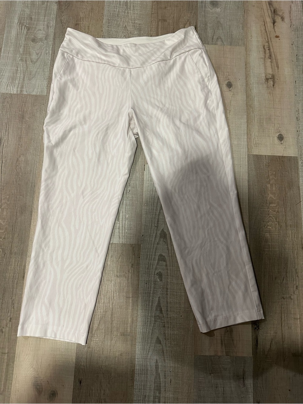 adidas White Subtle Zebra-Print Cropped Pants